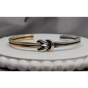 Retired James Avery 14k & 925 Lovers Knot Cuff Bracelet 19.34G / 6.5in / 4mm